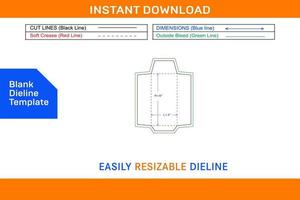 Geld Briefumschlag 6x3 Zoll Dieline Vorlage leer Dieline Vorlage vektor