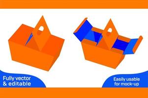 Karton tragen Box mit Griff Dieline Vorlage und 3d Box Design 3d Box vektor