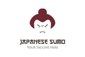 einfach minimalistisch japanisch süß Fett Sumo Mann Haar Kopf Gesicht Karikatur Charakter Maskottchen Logo vektor