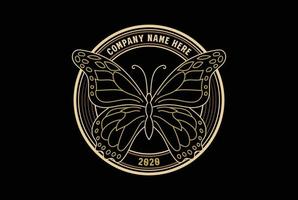 cirkulär elegant lyx gyllene fjäril insekt bricka emblem märka logotyp design inspiration vektor