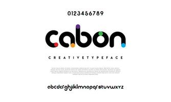 cabon modern abstrakt digital alfabet font. minimal teknologi typografi, kreativ urban sport mode trogen font och med tal. vektor illustration