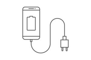 smartphone laddare adapter linje ikon tecken symbol vektor, smartphone, elektrisk uttag, adapter, låg batteri underrättelse vektor