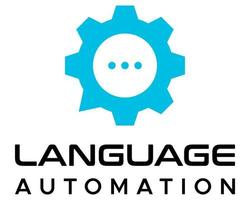 ein Blau und schwarz Logo zum ein Sprache Automatisierung Unternehmen vektor