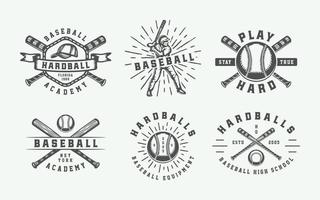 Jahrgang Baseball Sport Logos, Embleme, Abzeichen, Zeichen, Etiketten. einfarbig Grafik Kunst. Vektor Illustration.