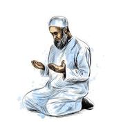 muslimischer Mann betend, handgezeichnete Skizze. Vektorillustration vektor
