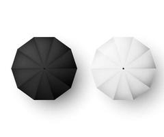 Regenschirme Satz. schwarz und Weiß Sonnenschirm Aussicht von über. Vektor Illustration isoliert auf Weiß