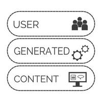 Benutzer generiert Inhalt Symbol. schwarz Silhouette Konzept ugc. isoliert auf Weiß Hintergrund. Vektor Illustration