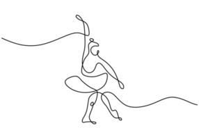 en enda linje ritning sexig kvinna ballerina. en vacker balettdansör visar dansrörelse isolerad på vit bakgrund. professionell ballerina koncept minimalism stil. vektor illustration