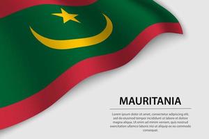 Welle Flagge von Mauretanien auf Weiß Hintergrund vektor