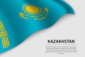 Welle Flagge von Kasachstan auf Weiß Hintergrund. vektor