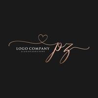första pz feminin logotyp samlingar mall. handstil logotyp av första signatur, bröllop, mode, smycken, boutique, blommig och botanisk med kreativ mall för några företag eller företag. vektor