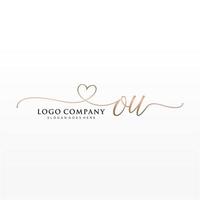 första ou feminin logotyp samlingar mall. handstil logotyp av första signatur, bröllop, mode, smycken, boutique, blommig och botanisk med kreativ mall för några företag eller företag. vektor