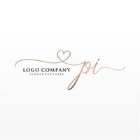 första pi feminin logotyp samlingar mall. handstil logotyp av första signatur, bröllop, mode, smycken, boutique, blommig och botanisk med kreativ mall för några företag eller företag. vektor