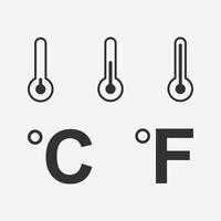 Satz von Thermometer-Symbolsymbolen. Vektorillustration von Wettersymbolen für Grafik, Website und mobiles Design. vektor