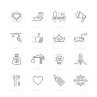 Markenaufbau Vektor Linie Icons