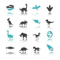 dinosaurie ikoner med reflektion vektor