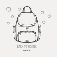 skiss skola ryggsäck för böcker ritad för hand på en ljus bakgrund. vektor
