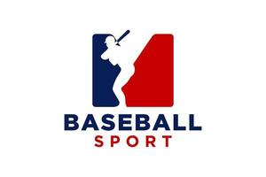 Brief m Baseball Logo Symbol Vektor Vorlage.