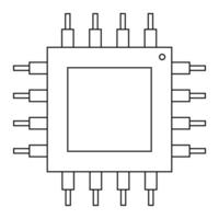 einfache Illustration des digitalen elektronischen Computer-CPU-Chip-Symbols vektor