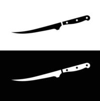 Filet Messer eben Silhouette Symbol Vektor. Sammlung von schwarz und Weiß Küche Haushaltsgeräte. Küche Werkzeuge Symbol zum Netz. Küche Konzept. alle Typen von Messer Köche brauchen. vektor