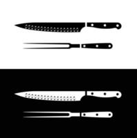 träsnideri kniv och gaffel platt silhuett ikon vektor. samling av svart och vit kök apparater. kök verktyg ikon för webb. kök begrepp. Allt typer av knivar kockar behöver. vektor