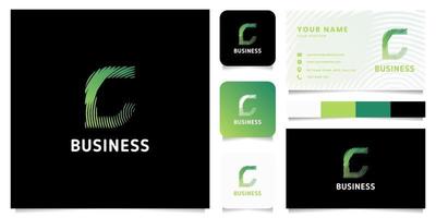 buntes grünes Farbverlaufskreislinienbuchstaben-c-Logo mit Visitenkartenschablone vektor