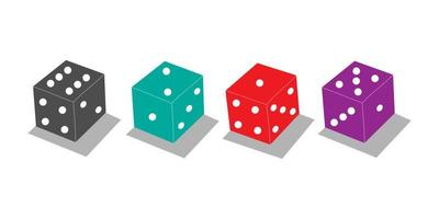vektor illustration uppsättning av kasino svart, marin, röd, violett poker tärningar