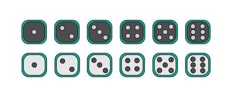 vektor illustration ikoner med en sida av en kub för craps eller poker