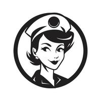 sjuksköterska, logotyp begrepp svart och vit Färg, hand dragen illustration vektor