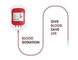 blodgivningskoncept. blodpåse isolerad på vit bakgrund, vektorillustration vektor