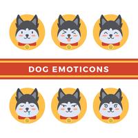 Flat Dog Emoticons Vector Collection