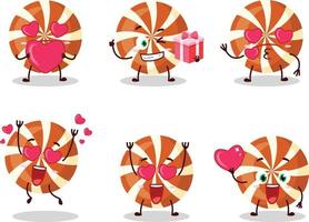 Spiral- Süßigkeiten Karikatur Charakter mit Liebe süß Emoticon vektor