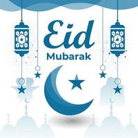 eid mubarak, religiös islamic festival minimal posta kort baner mall vektor
