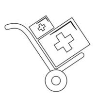 Handwagen-Symbolillustration mit medizinischer Box. flacher Designstil vektor