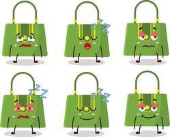 tecknad serie karaktär av kvinnor väska med sömnig uttryck vektor