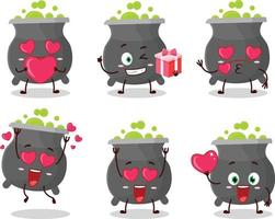kittel tecknad serie karaktär med kärlek söt uttryckssymbol vektor