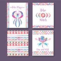 Boho Cards Collection med citat vektor