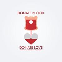 Blut Spende Konzept mit Prügel Herz. Poster oder Flyer. Vektor Illustration