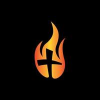 Kreuz Kirche Flamme Feuer Logo vektor