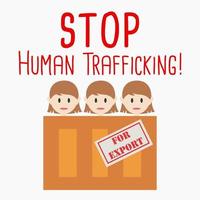 Sozial Bewusstsein Konzept Poster zum halt Mensch Handel. Vektor Illustration