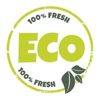 texturiert Grün Etikette mit Blätter zum frisch, organisch, Öko freundlich Produkte. Vektor Illustration von natürlich, bio Produkte Aufkleber, Abzeichen, Logo