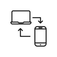 redigerbar ikon av bärbar dator smartphone förbindelse, vektor illustration isolerat på vit bakgrund. använder sig av för presentation, hemsida eller mobil app