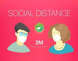 soziale Distanz Banner. Vektorillustration mit Personen und Text vektor