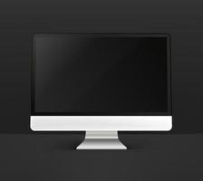 modern dator på svart bakgrund. vektor mockup med tom skärm