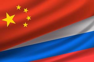Kina och Ryssland. vektor bakgrund med flaggor