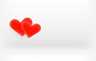 två röda hjärtan illustration. kärlek koncept. banner med copyspace. vektor