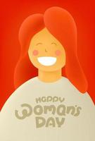 glückliche Frauentagesvektorkarte. niedliche 3d Art-Vektorillustration der lächelnden Frau vektor