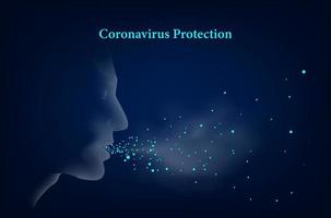 covid-19 Mensch Atem Coronavirus. Vektor Illustration schützen Coronavirus cov-19 Vektor.
