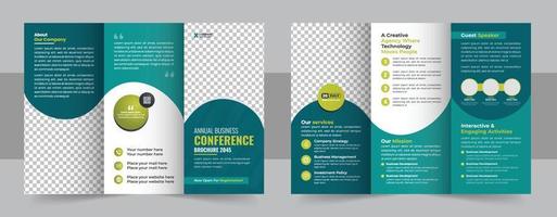 företag konferens trifold broschyr mall design, företag trifold broschyr, företags- broschyr, trifold mall design vektor