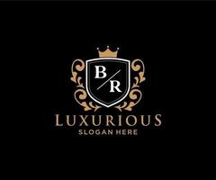 Royal Luxury Logo-Vorlage mit anfänglichem br-Buchstaben in Vektorgrafiken für Restaurant, Lizenzgebühren, Boutique, Café, Hotel, Heraldik, Schmuck, Mode und andere Vektorillustrationen. vektor